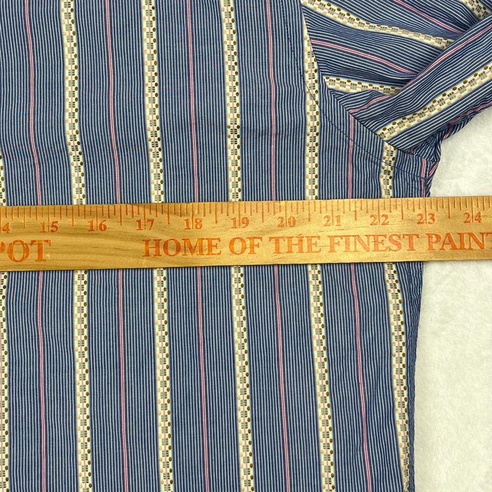 Robert Graham Button Front Shirt Mens Large Blue Striped Floral Embroidered L - Picture 8 of 12